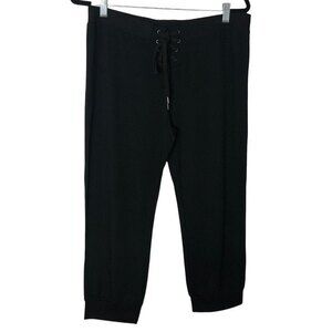 3/$30 David Lerner Cropped Lace-Up Track Pants in Black Womens Size Large